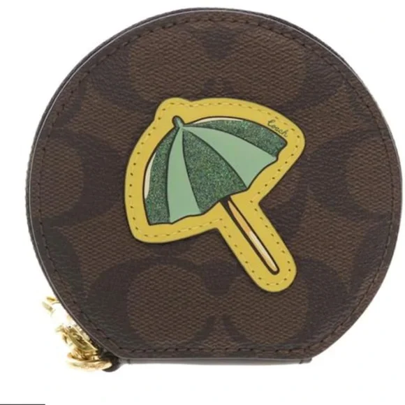 Coach Brown and Green Coin Case - Picture 1 of 4